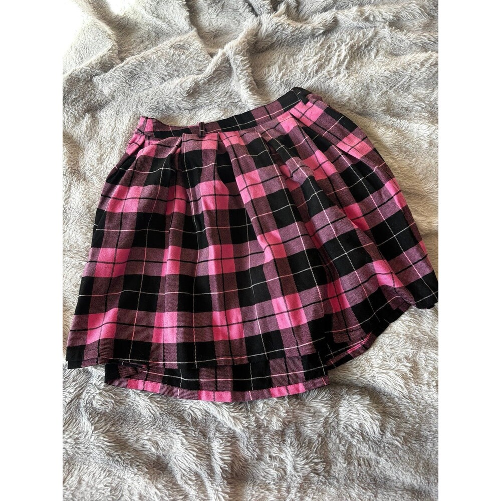Hot Topic Pink Black Plaid Mini Skirt Size S Y2K Grunge Coquette